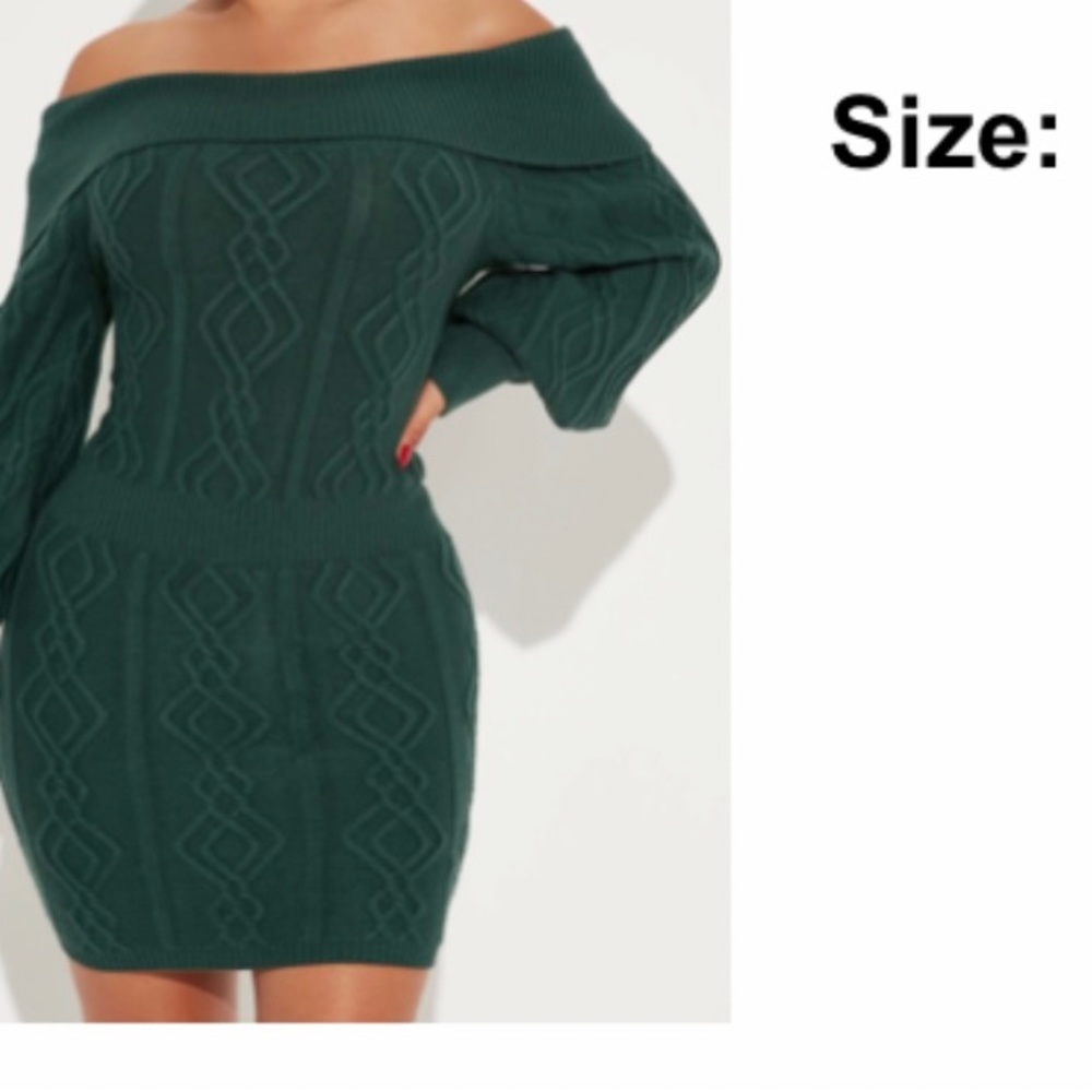 Ladies sweater Dress Hunter Green,New w Tags, size L, cable knit design